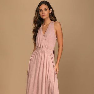 Lulu's Sunny Day Perfection Dusty Pink Tie-Back Maxi Dress